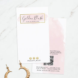 Blush Pink Watercolor Gold Ohrring Juwelendisplay Visitenkarte