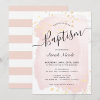 Blush Pink Watercolor Gold Spritzer Girl Taufe