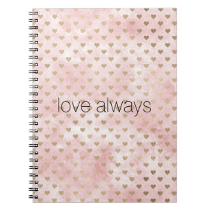 Blush Pink Watercolor Goldene Herzen Notizblock