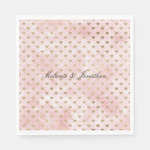 Blush Pink Watercolor Goldene Herzen Serviette