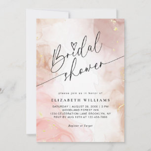 Blush Pink Watercolor Herzenskript-Brautparty Einladung