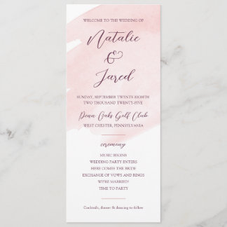 Blush Pink Watercolor Hochzeit Programm