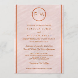 Blush Pink Watercolor Monogram Wedding 5 x 7 Einladung