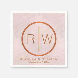 Blush Pink Watercolor Monogram Wedding Supplies Serviette