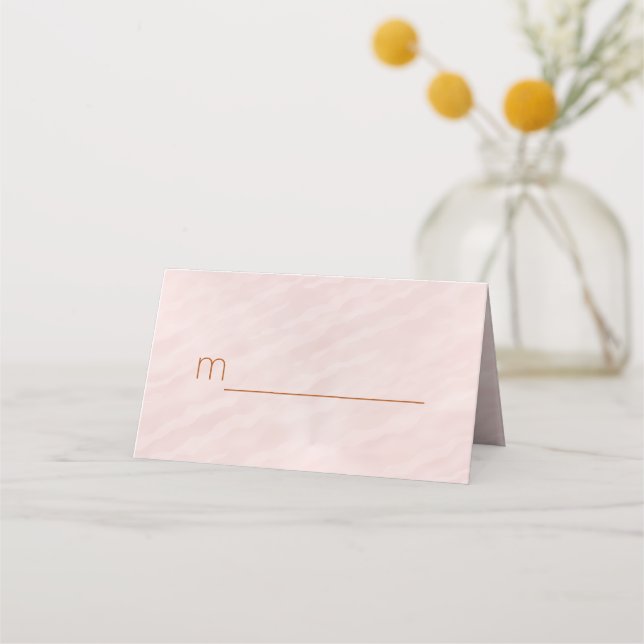 Blush Pink Watercolor Monogram Wedding Tables Platzkarte (Vorderseite)
