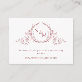 Blush Pink Watercolor Monogram Wedding Website Begleitkarte