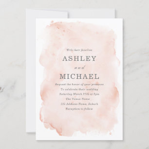 Blush Pink Watercolor Paint Splash Hochzeit Einladung