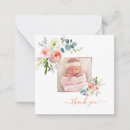 Blush Pink Watercolor Peonies Baby Vielen Dank Mitteilungskarte