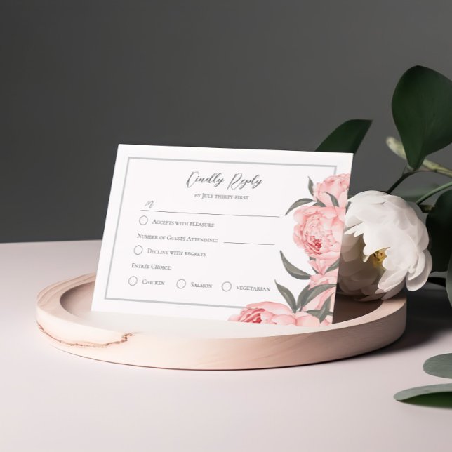 Blush Pink Watercolor Peony Wedding RSVP Card (Von Creator hochgeladen)