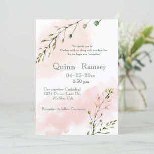 Blush Pink Watercolor Script Einladung zur Hochzei