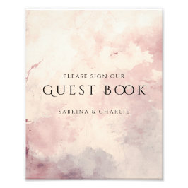 Blush Pink Watercolor Wash Wedding Guest Book Sign Fotodruck