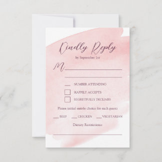 Blush Pink Watercolor Wedding RSVP