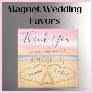 Blush Pink Wedding 2 Heart Sand Gastgeschenk Hochz Magnet
