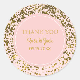 Blush Pink Wedding Imitate Gold Glitzer Confetti D Runder Aufkleber