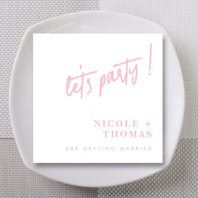 Blush Pink Wedding Napkins - Party! Serviette (Blush Pink 'Let's Party!' Custom Wedding  Napkins)