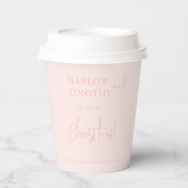 Blush Pink Wedding Paper Cups Pappbecher (Vorderseite)