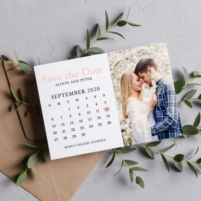 Blush Pink Wedding Save the Date Calendar Foto (Von Creator hochgeladen)