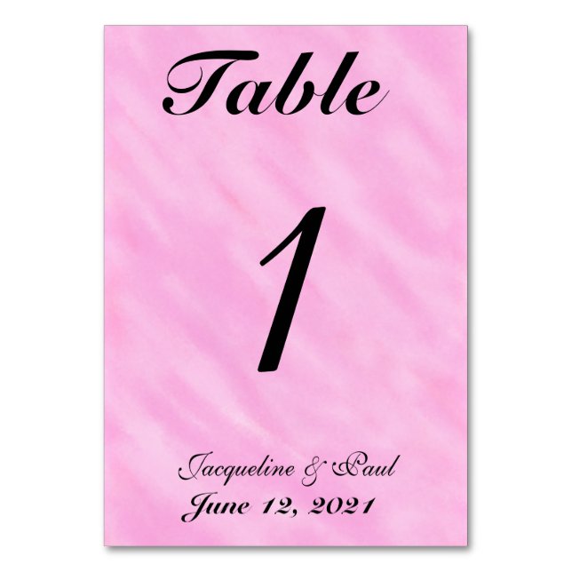 Blush Pink Wedding Table No. Cards Tischnummer (Vorderseite)