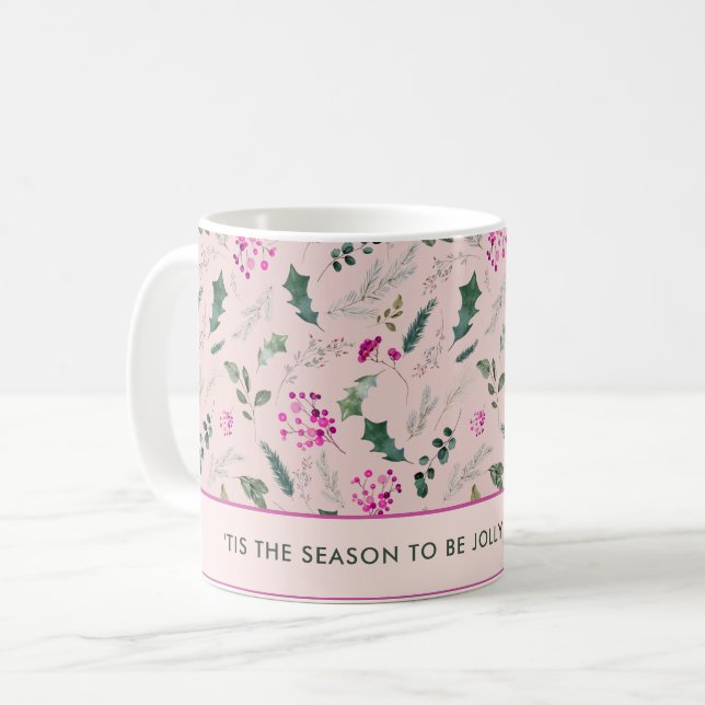 Blush Pink Weihnachten Kaffeetasse (Vorderseite Links)