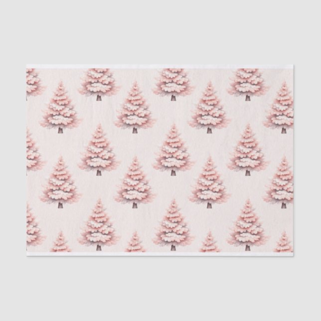 Blush Pink Weihnachtsbaum Muster Decoupage Seidenpapier (Vorderseite)