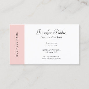 Blush Pink Weiß Modernes einfaches Template Elegan Visitenkarte
