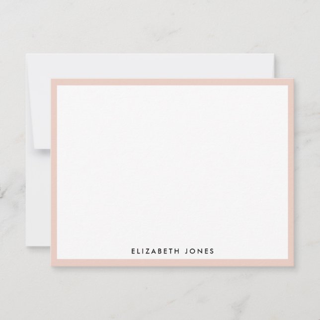 Blush Pink Weiß Modernes Klassisches Minimalistisc Mitteilungskarte (Vorderseite)