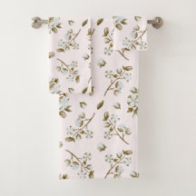 Blush Pink Weiße Baumwolle Bolzen Wasserfarbe