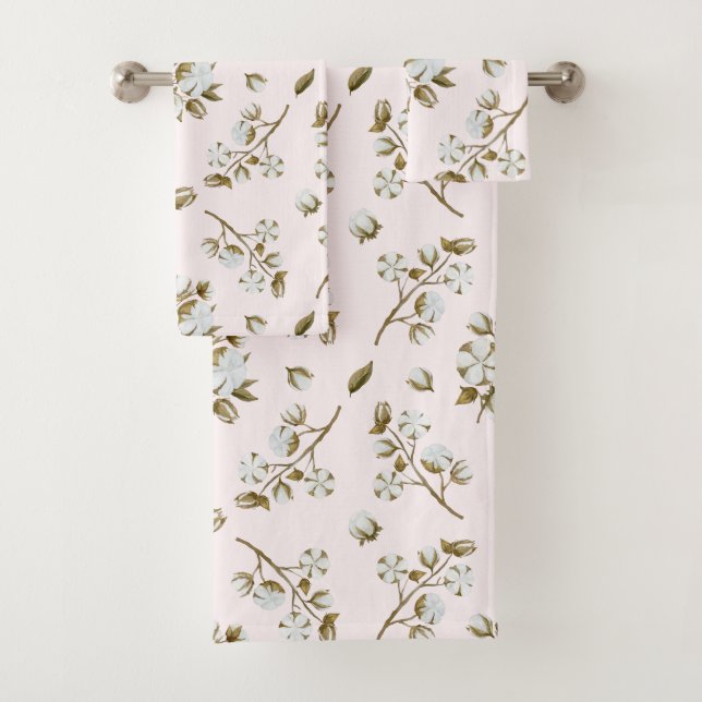 Blush Pink Weiße Baumwolle Bolzen Wasserfarbe Badhandtuch Set (Insitu)