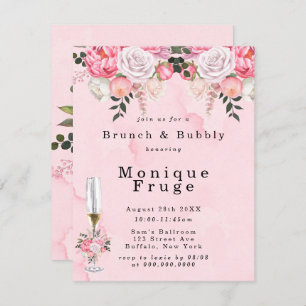 Blush Pink Weißer Peonies Brunch & Bubbly Einladung