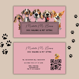 Blush Pink Welpe Doppy Walker Sitter QR Code Moder Visitenkarte