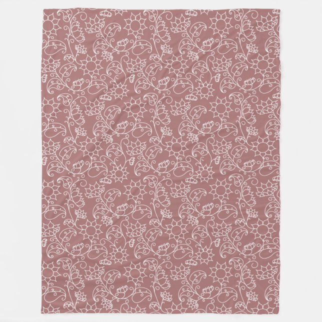 Blush Pink Whimsical Floral Sherpa Blankon Fleecedecke (Vorderseite)