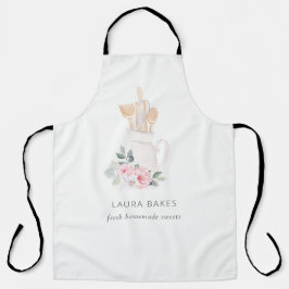 Blush Pink Whisk Spatula Floral Baking Utensitäten Schürze