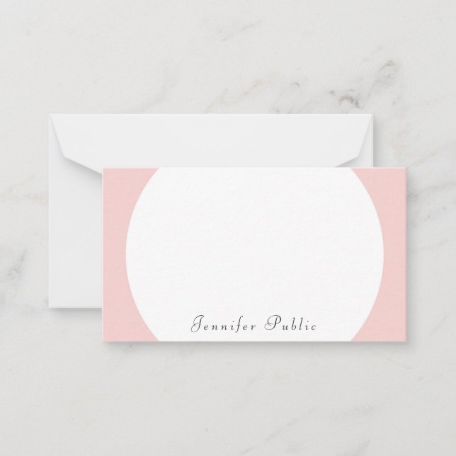 Blush Pink White Calligraphy Moderne Trendy Mitteilungskarte (Vorderseite)