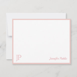 Blush Pink White Chic Handgeschriebenes Script Mon Mitteilungskarte