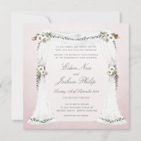 Blush Pink White Chuppah Wedding Einladung