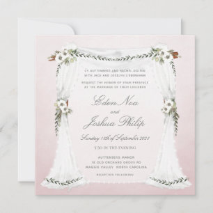 Blush Pink White Chuppah Wedding Einladung