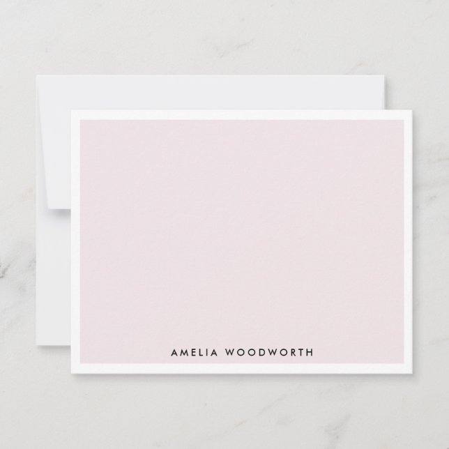 Blush Pink White Elegant Classic Luxus Minimalisti Mitteilungskarte (Vorderseite)
