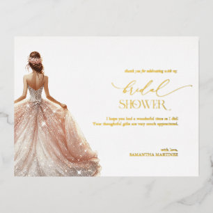Blush Pink White Glam Gown Brautparty Folie Einladungspostkarte