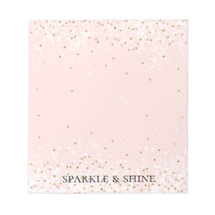 Blush Pink White Gold Confetti Glitz Sparkle Notizblock