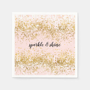 Blush Pink White Gold Confetti Sparkor Serviette