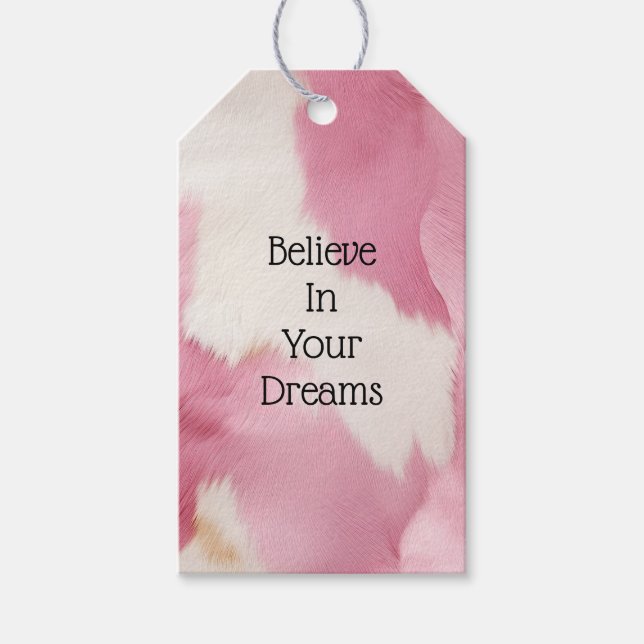 Blush Pink White Gold Cowhid Animal Geschenkanhänger (Vorderseite)