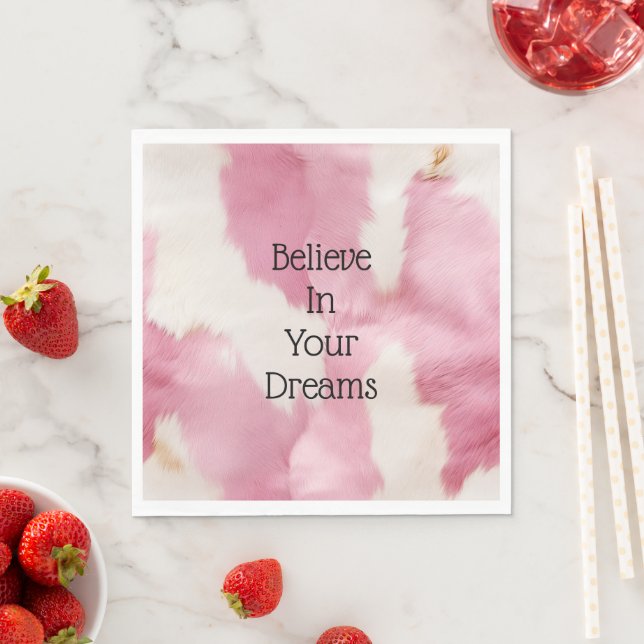 Blush Pink White Gold Cowhid Animal Serviette (Beispiel)