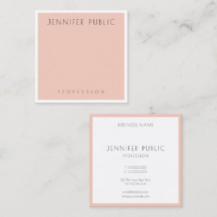 Blush Pink White Moderne Elegant Beruflich Quadratische Visitenkarte