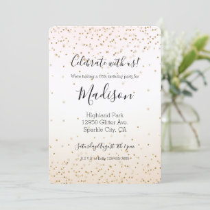 Blush Pink White Peach Ombre Gold Confetti Einladung