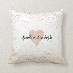 Blush Pink White Peach Ombre Gold Confetti Herz Kissen