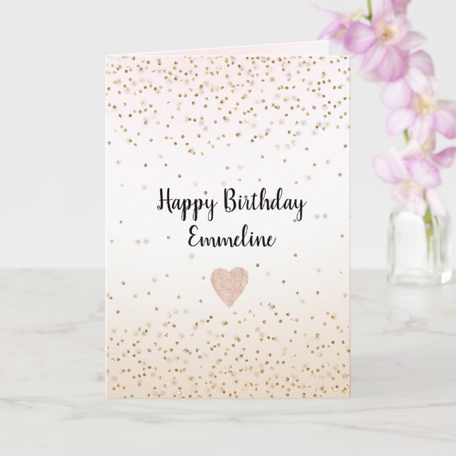 Blush Pink White Peach Ombre Gold Confetti Karte (Orchidee)