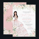 Blush Pink White Roses Luxury Glam 16 . Geburtstag Einladung<br><div class="desc">Elegantes Luxus-Design mit weichen Rosen und Rosen in Rosa und Weiß,  goldenen Akzenten in der Rose und einer schönen Puppe in einem luxuriösen glamourösen Ball-Gown. Der gesamte Text ist vollständig anpassbar.</div>