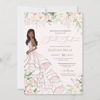 Blush Pink White Roses Luxus Gown 16 . Geburtstag Einladung