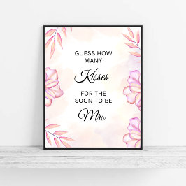Blush Pink Wie viele Kisses Brautparty Game Poster