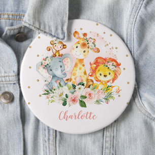 Blush Pink Wild One Jungle Geburtstagsparty Favori Button